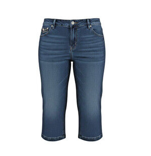 Roz & Ali Capri Jeans Women's 16 Blue Jewel Button Beaded Back Pocket 5-Pocket